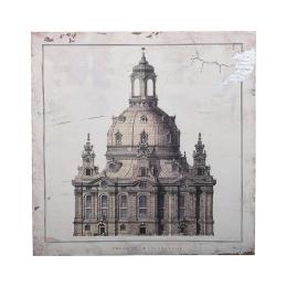 Πίνακας "Dresden Frauenkirche" 40x3.5x40cm Beige-Brown 1-159-92-011 Etiquette Τετράγωνοι Ξύλο