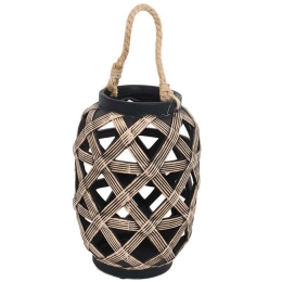 Φανάρι 19077 18x18x25.5cm Beige-Black 1-0040-00-009 Etiquette Κεραμικό
