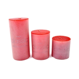 Κερί 373-18-222 SH7x7,5cm Red Σετ 3τμχ Παραφίνη
