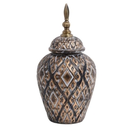 Βάζο 818691 373-121-647 17x17x31cm Black-Gold Κεραμικό