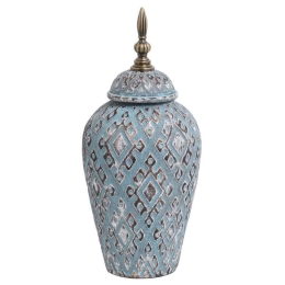Βάζο 818690 373-121-645 17x17x38cm Blue Κεραμικό