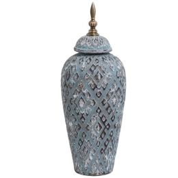 Βάζο 818689 373-121-646 17x17x45cm Blue Κεραμικό