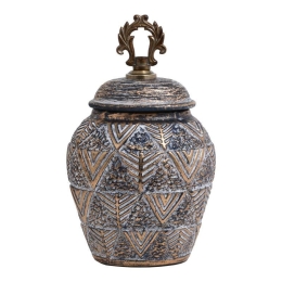 Βάζο 818685 373-121-632 18x12x28cm Grey-Gold Κεραμικό