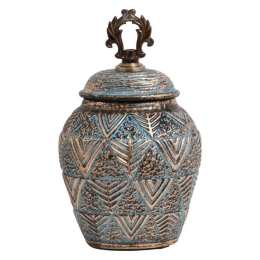 Βάζο 818685 373-121-635 18x12x28cm Turquoise-Gold Κεραμικό