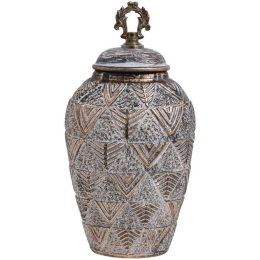 Βάζο 818683 373-121-634 20x15x40cm Grey-Gold Κεραμικό
