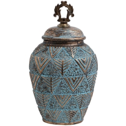 Βάζο 818684 373-121-636 20x17x34cm Turquoise-Gold Κεραμικό