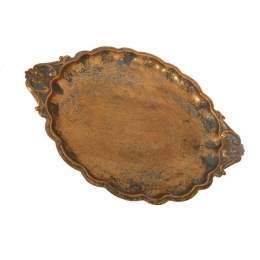 Δίσκος Διακοσμητικός 373-92-019 37x30,5x5cm Gold Μέταλλο