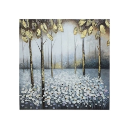 Πίνακας Forest 148-220-081 80x3x80cm Gold Τετράγωνοι Καμβάς