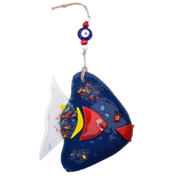 Γούρι Ψάρι 862-18-022 12cm Blue Γυαλί