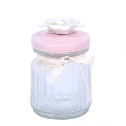 Βαζάκι Γυάλινο Με Καπάκι 15Εκ Pink 373-91-829 Γυαλί