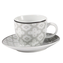 Φλυτζάνι Του Καφέ Σετ 6 Τμχ White-Grey 0032-91-008 Πορσελάνη