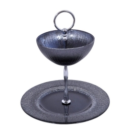 Ορντεβιέρα Διώροφη Radiant 21Εκ 1-805-82-559 Γυαλί Black-Silver Etiquette Γυαλί