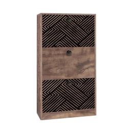 Παπουτσοθήκη Με 3 Πόρτες 271-121-038 60x23,5x117cm Oak-Black Μελαμίνη