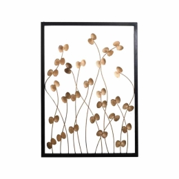 Διακοσμητικό Τοίχου Gold Leafs 386-220-011 53x2x84cm Black-Gold Μέταλλο
