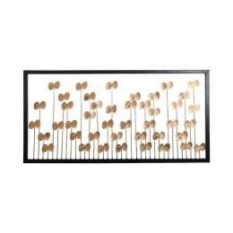 Διακοσμητικό Τοίχου Gold Leafs 386-220-012 102x2x50cm Black-Gold Μέταλλο