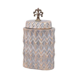 Βάζο Κεραμικό 08-122-207 18,5x12x36cm Grey-Gold Κεραμικό