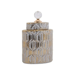 Βάζο Κεραμικό 373-221-690 17x11x28cm White-Gold Κεραμικό