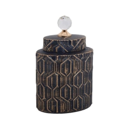 Βάζο Κεραμικό 373-221-693 17x11x28cm Black-Gold Κεραμικό