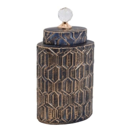 Βάζο Κεραμικό 373-221-695 17x11x39cm Black-Gold Κεραμικό