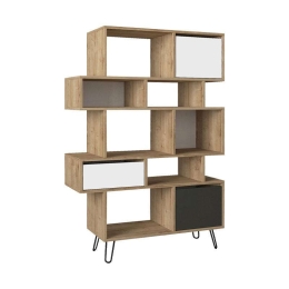 Βιβλιοθήκη-Ραφιέρα Enola 881-221-053 85x35x150cm Grey-Oak