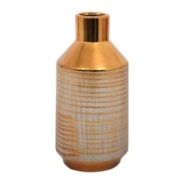 Βάζο Κεραμικό 08-221-202 12x12x25cm White-Gold Κεραμικό