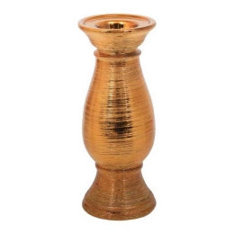 Κηροπήγιο Κεραμικό 08-221-189 10x10x26cm Gold Κεραμικό