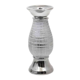 Κηροπήγιο Κεραμικό 08-221-214 10x10x26cm White-Silver Κεραμικό
