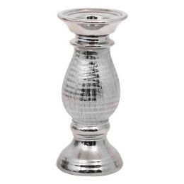 Κηροπήγιο Κεραμικό 08-221-215 10x10x22cm White-Silver Κεραμικό