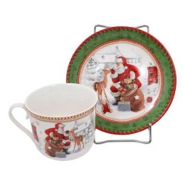 Κούπα Με Πιάτο Χριστουγεννιάτικο Santa Claus&Deer 372-99-126 400ml Multi