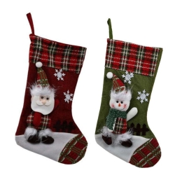 Χριστουγεννιάτικη Διακοσμητική Κάλτσα Santa&Snowman 372-99-184 27x23x50cm Multi