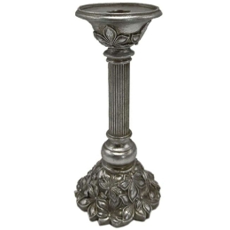 Κηροπήγιο Flower 279-222-159 11x11x26cm Silver Πολυρεσίνη