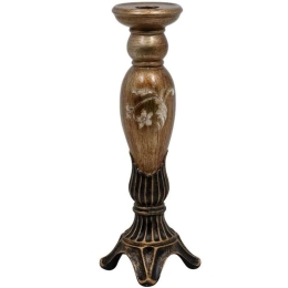 Κηροπήγιο 373-122-825 11x11x38cm Bronze Πολυρεσίνη