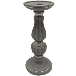 Κηροπήγιο 279-222-183 11x11x25,5cm Silver Πολυρεσίνη