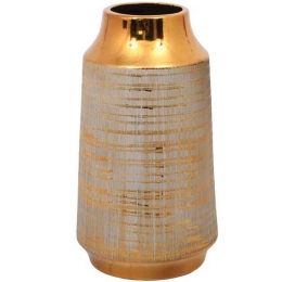 Διακοσμητικό Βάζο 08-221-204 13x13x28,7cm Gold-White Κεραμικό