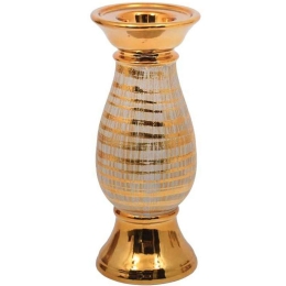Κηροπήγιο 08-221-205 10x10x26cm Gold-White Κεραμικό
