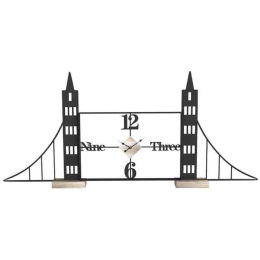 Ρολόι Επιτραπέζιο Bridge 125-222-334 50x8x30cm Natural-Black Μέταλλο,Ξύλο