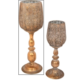 Κηροπήγιο Διάτρητο 373-92-024 12,5x14,5x47,5cm Gold Μέταλλο