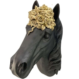 Διακοσμητικό Άλογο 269-122-166 20,5x13x32cm Gold-Black Πολυρεσίνη