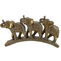 Διακοσμητικοί Ελέφαντες 269-122-164 24,5x4,5x13cm Gold Πολυρεσίνη