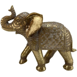 Διακοσμητικός Ελέφαντας 269-122-162 18,5x6,5x16cm Gold Πολυρεσίνη