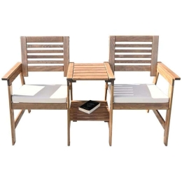 Σαλόνι Κήπου 898-123-005 146x63x88cm Walnut-Beige 2 Θέσεων