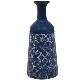 Βάζο Μεταλλικό 128-123-072 20x20x49cm Blue Μέταλλο