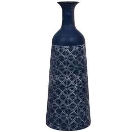 Βάζο Μεταλλικό 128-123-071 20x20x60cm Blue Μέταλλο
