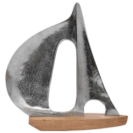 Διακοσμητικό Καράβι Boat 934-123-013 29x9x39cm Nickel-Natural Ξύλο,Αλουμίνιο