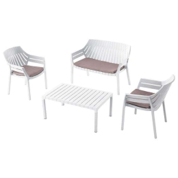 Σαλόνι Κήπου Elton (Σετ 4Τμχ) 807-123-008 White-Grey 4 Θέσεων