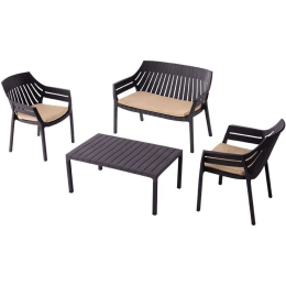 Σαλόνι Κήπου Elton (Σετ 4Τμχ) 807-123-011 Black-Brown 4 Θέσεων
