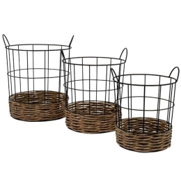 Καλάθια (Σετ 3Τμχ) 128-123-082 36x34x40,5/31x30x36/27x26x31cm Black Μέταλλο
