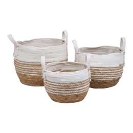Κασπώ Ψάθινο (Σετ 3Τμχ) 373-123-830 Beige-White Ψάθα