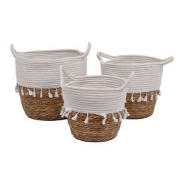 Κασπώ Ψάθινο (Σετ 3Τμχ) 373-123-833 Brown-White Ψάθα