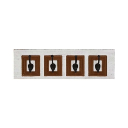 Κρεμάστρα 4 Θέσεων 128-123-092 60x8x18cm White-Brown Μέταλλο,Ξύλο